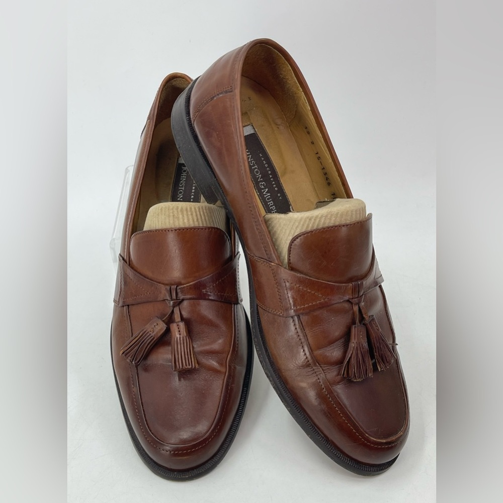 Johnston & Murphy Horner 15-1346 Brown Leather Tassel Loafer Shoes Men’s 10.5 M